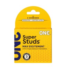 Презервативи ONE Super Studs 3 шт, картонна коробка (м'ята упаковка!!!)