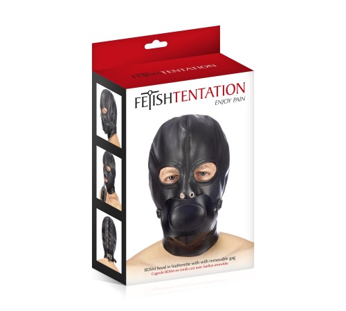 Капюшон з кляпом для БДСМ Fetish Tentation BDSM hood in leatherette with removable gag