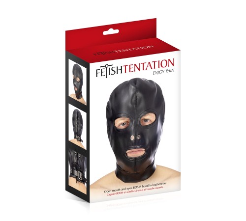 Капюшон для БДСМ з відкритими очима і ротом Fetish Tentation Open mouth and eyes BDSM hood