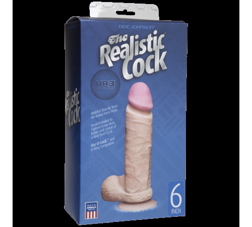 Фалоімітатор Doc Johnson The Realistic Cock 6 inch White – ULTRASKYN, Vack-U-Lock (м'ята упаковка!)