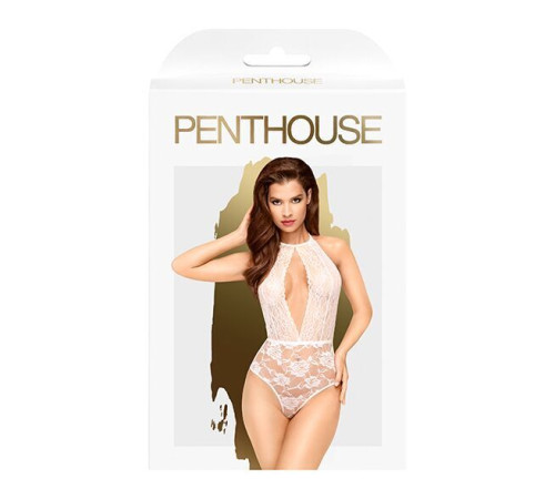 Боді з глибоким декольте та високими трусиками Penthouse - Toxic Powder White L/XL