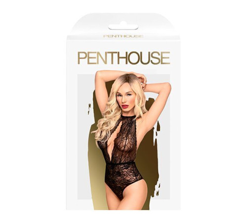 Боді з глибоким декольте та високими трусиками Penthouse - Toxic Powder Black S/M