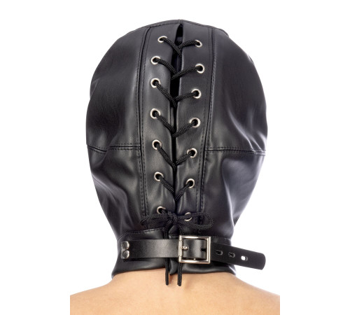 Капюшон для БДСМ зі знімною маскою Fetish Tentation BDSM hood in leatherette with removable mask