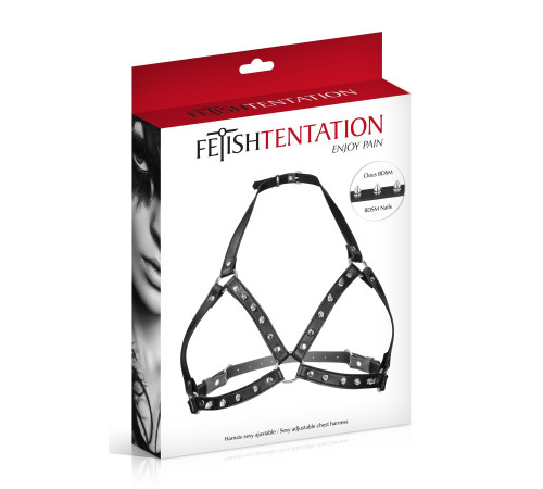 Портупея з металевими шипами Fetish Tentation Sexy Adjustable Chest Harness