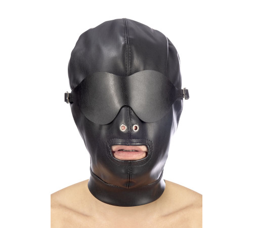 Капюшон для БДСМ зі знімною маскою Fetish Tentation BDSM hood in leatherette with removable mask