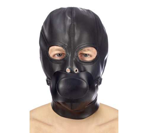 Капюшон з кляпом для БДСМ Fetish Tentation BDSM hood in leatherette with removable gag