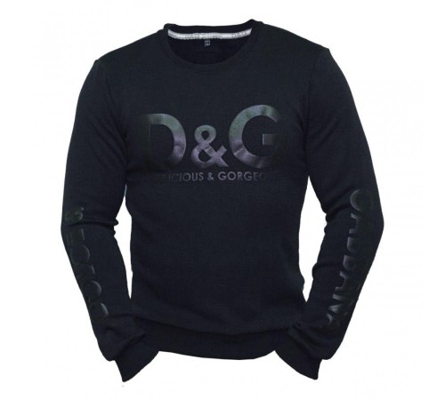 Мужская черная толстовка с начесом D&G