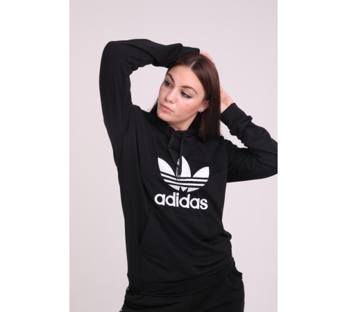 Худи черный с вышитым логотипом Adidas