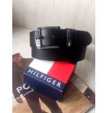 Кожаный мужской ремень для джинсов Tommy Hilfiger black