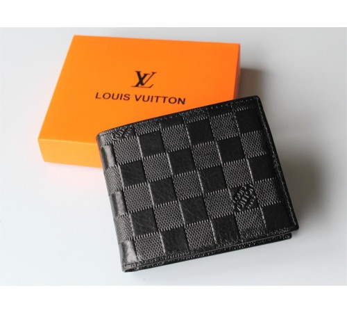 Мужской стильный кожаный кошелек Louis Vuitton черный