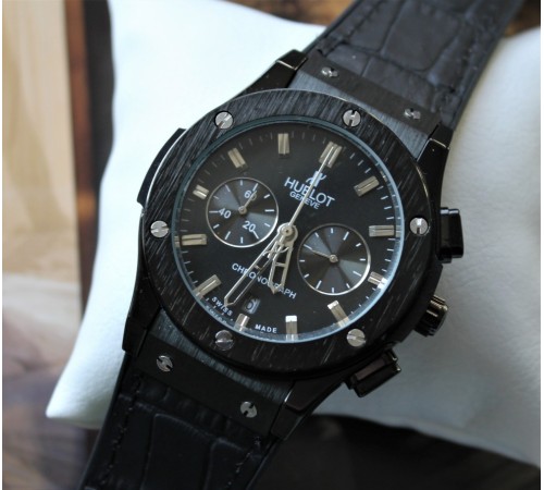 Наручные мужские часы Hublot leather black