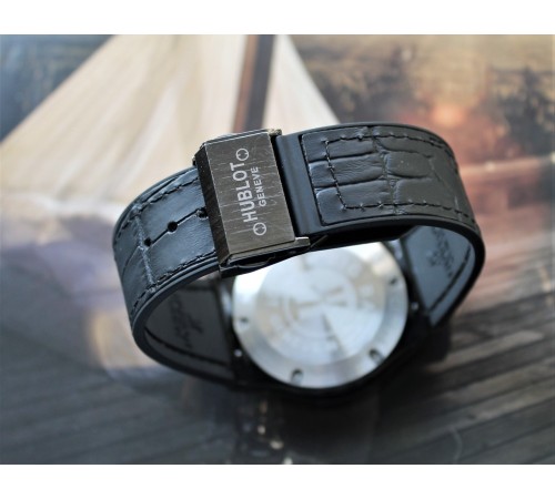 Наручные мужские часы Hublot leather black