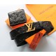 Мужской подарочный набор - ремень и кошелек с тиснением Louis Vuitton black