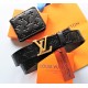 Мужской подарочный набор - ремень и кошелек с тиснением Louis Vuitton black