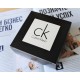 Мужской кожаный ремень Calvin Klein с белой пряжкой черный