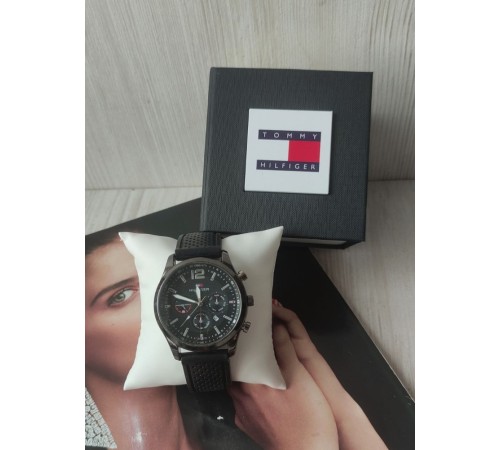 Мужские часы с силиконовым ремешком Tommy Hilfiger black