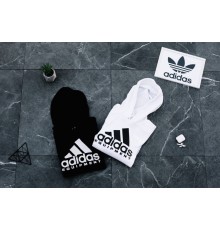 Парные худи Adidas цвет белый и черный D49