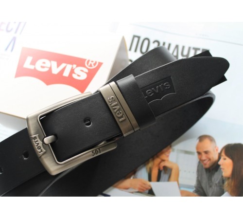 Кожаный мужской ремень Levis 501 black