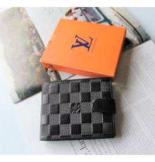 Мужской кожаный вместительный  кошелек Louis Vuitton black