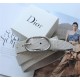 Женский кожаный ремень с тиснением Dior бежевый