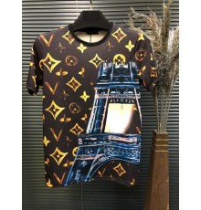 Футболка Louis Vuitton Brown ( золотой принт, башня)