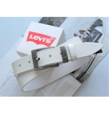 Мужской кожаный ремень Levis 501 white