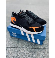 Мужские кроссовки Adidas Jogger Black Orange (Черные с белой подошвой)