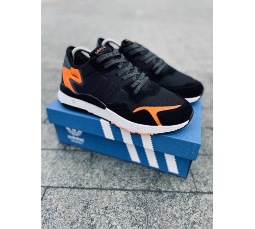 Мужские кроссовки Adidas Jogger Black Orange (Черные с белой подошвой)