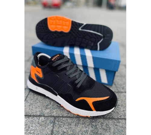 Мужские кроссовки Adidas Jogger Black Orange (Черные с белой подошвой)