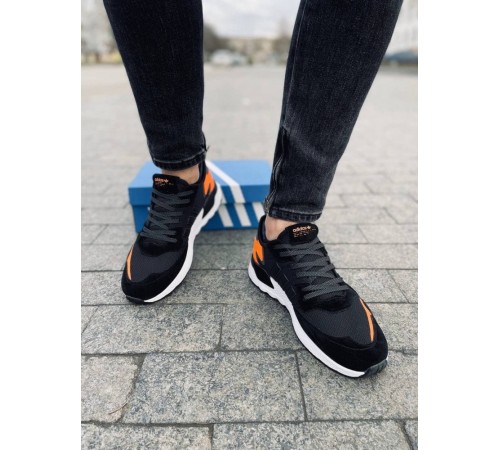 Мужские кроссовки Adidas Jogger Black Orange (Черные с белой подошвой)