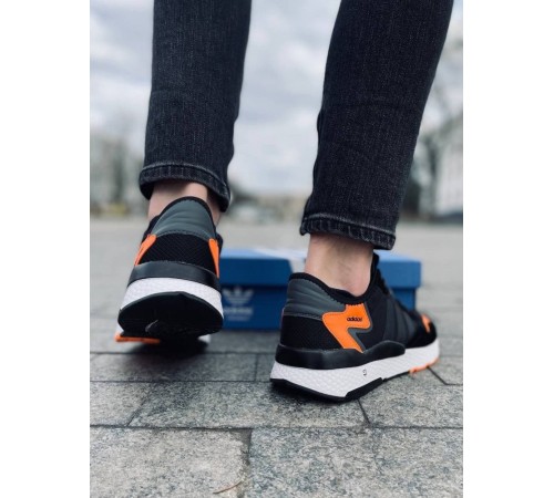 Мужские кроссовки Adidas Jogger Black Orange (Черные с белой подошвой)