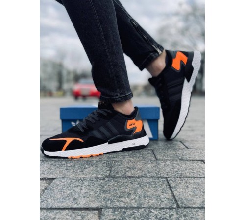 Мужские кроссовки Adidas Jogger Black Orange (Черные с белой подошвой)