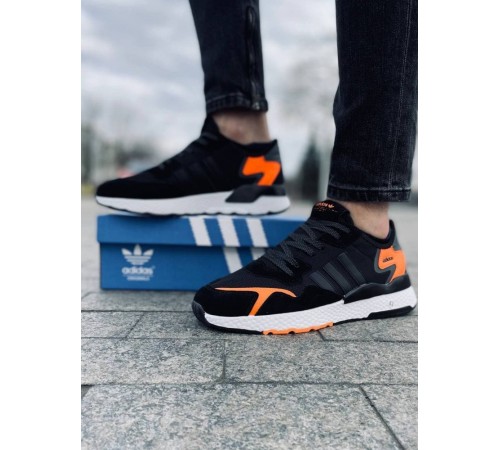 Мужские кроссовки Adidas Jogger Black Orange (Черные с белой подошвой)