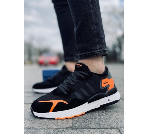 Мужские кроссовки Adidas Jogger Black Orange (Черные с белой подошвой)