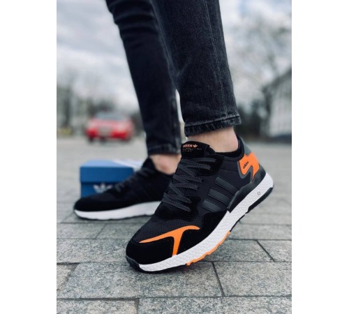 Мужские кроссовки Adidas Jogger Black Orange (Черные с белой подошвой)