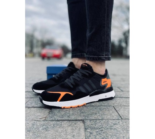 Мужские кроссовки Adidas Jogger Black Orange (Черные с белой подошвой)