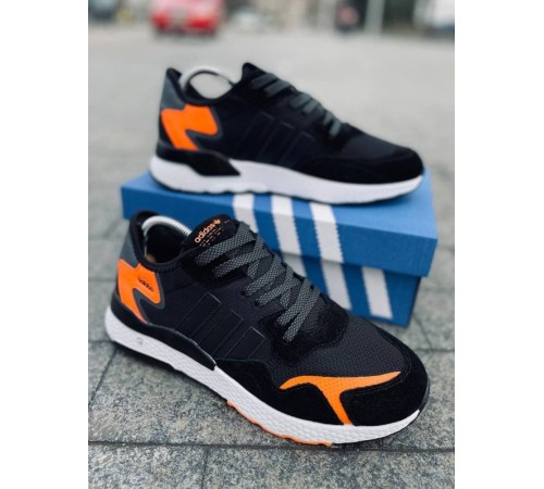 Мужские кроссовки Adidas Jogger Black Orange (Черные с белой подошвой)