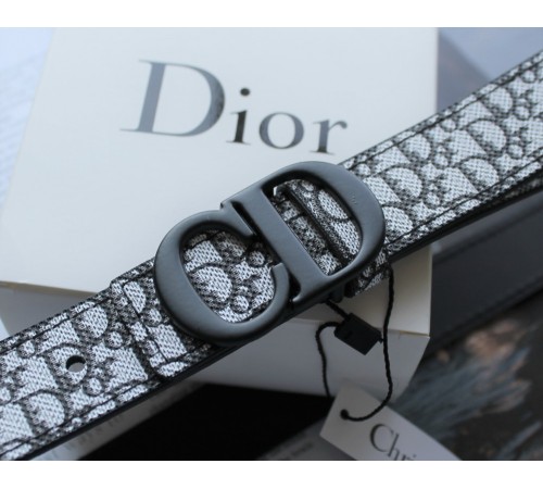 Женский ремень Dior Saddle black&grey