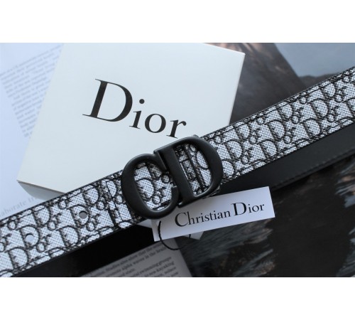 Женский ремень Dior Saddle black&grey