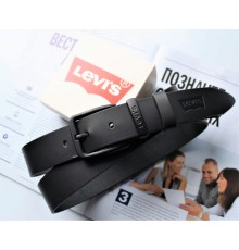 Мужской кожаный ремень с черной пряжкой Levis black