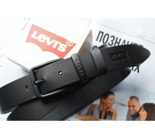 Мужской кожаный ремень с черной пряжкой Levis black