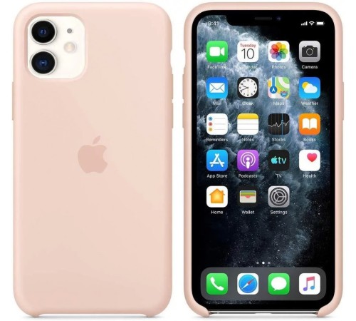 Силиконовая накладка - Silicone case Apple iPhone 11  - Розовая