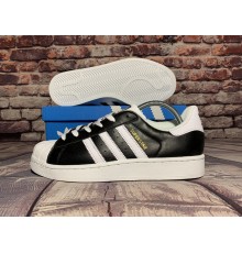 Мужские кроссовки Adidas Superstar (Черные с белым)