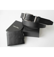 Мужской подарочный набор Calvin Klein ремень и кошелек black