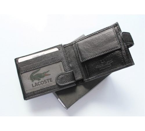 Мужской подарочный набор Lacoste ремень и кошелек total black