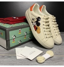 Женские  кожаные кеды Gucci Disney. Кроссовки Gucci Disney белые