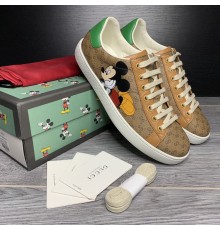 Женские  кожаные кеды Gucci Ace GG Disney. Кроссовки Gucci Disney