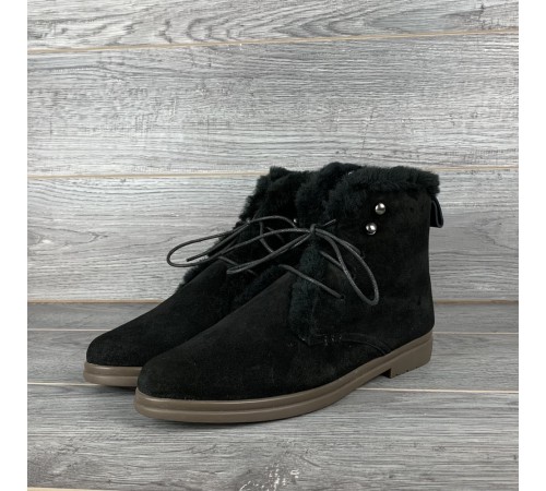 Зимние женские ботинки Loro Piana Ylvi Walk Ankle Boot на меху Черные