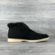 Зимние лоферы Loro Piana Open Walk Ankle Boot на меху черные