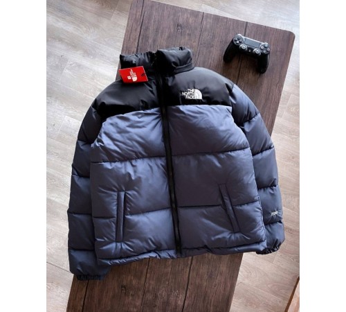 Куртка зимняя в стиле The North Face серо-синяя